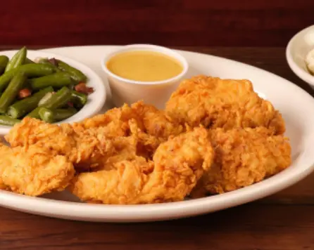 Chicken Critters golden-fried tenders with honey mustard