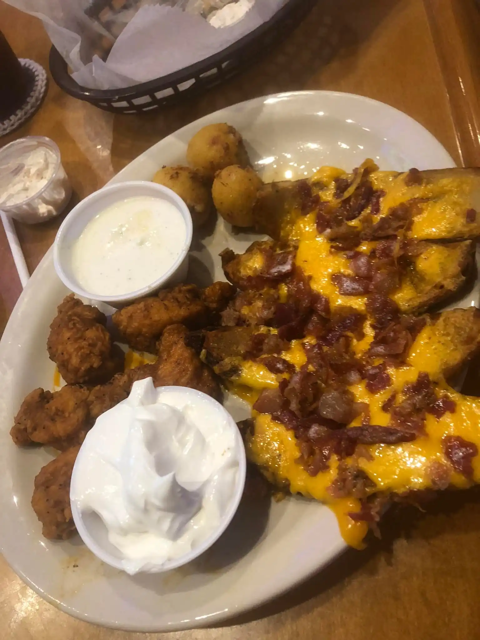 Combo appetizer platter with multiple appetizers