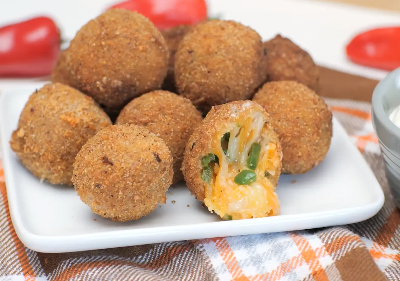 Spicy rattlesnake bites with melted jack cheese